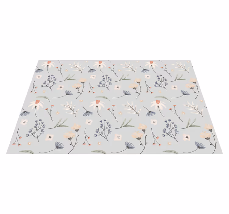 Floral Leaf Illustration vinyl rug flowers - TenStickers