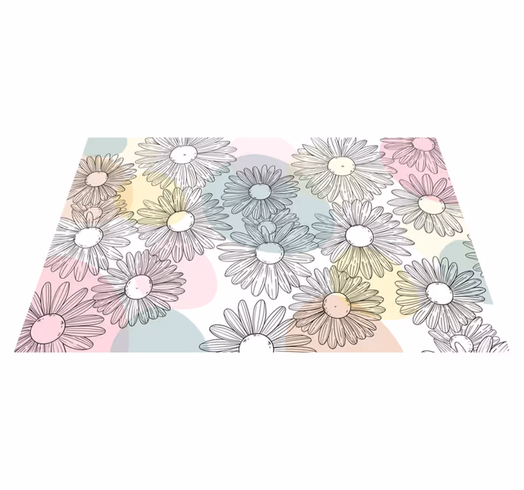 Aquarella daisy design vinyl rug flowers - TenStickers