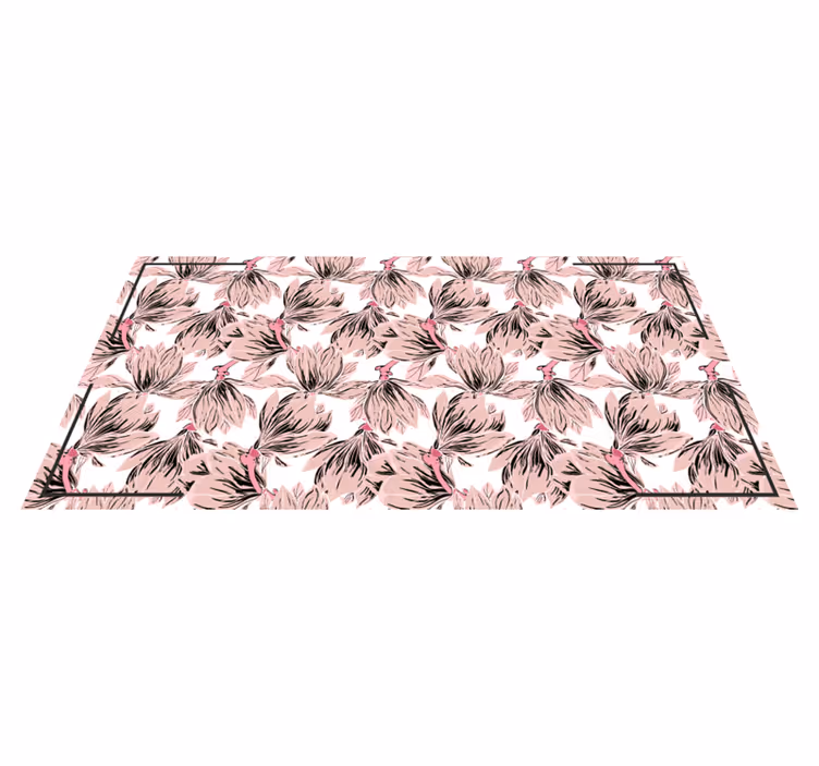 Blush Blossom Motif vinyl rug flowers - TenStickers