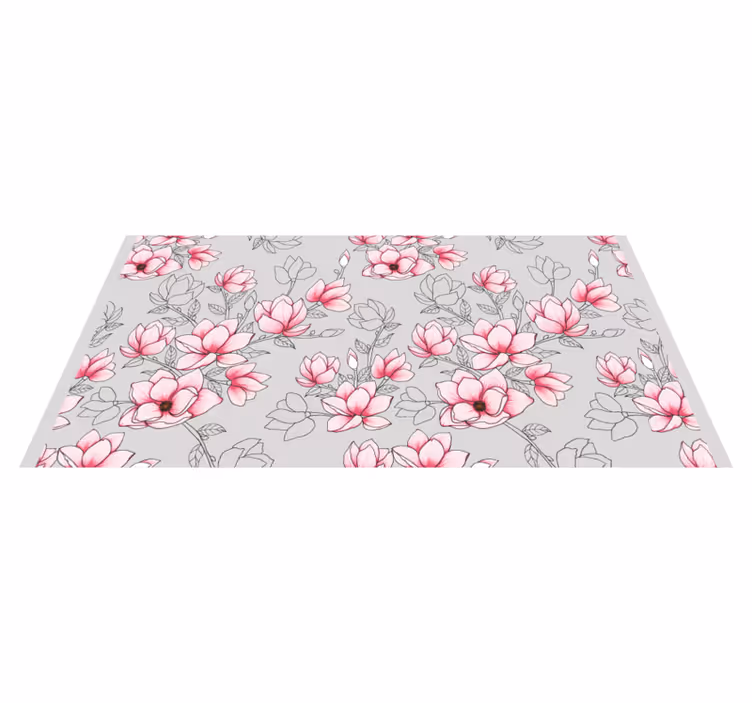 PINK BLOSSOM PATTERN vinyl rug flowers - TenStickers