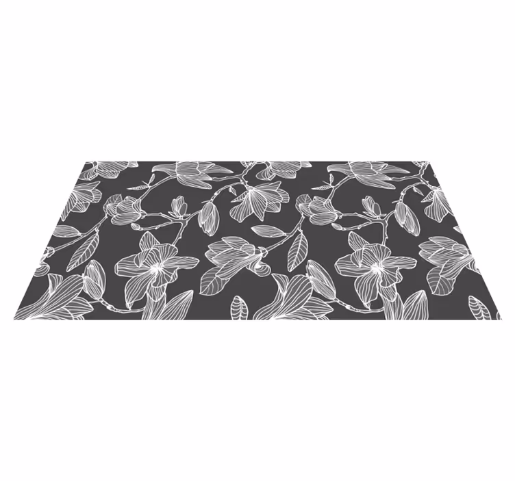 Graceful Botanical Elements vinyl rug flowers - TenStickers