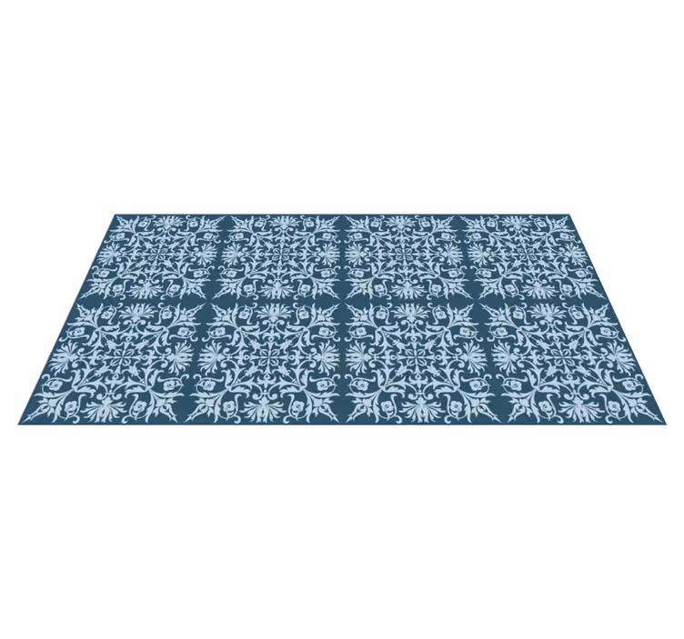 Floral Pattern Blueprint vinyl rug flowers - TenStickers