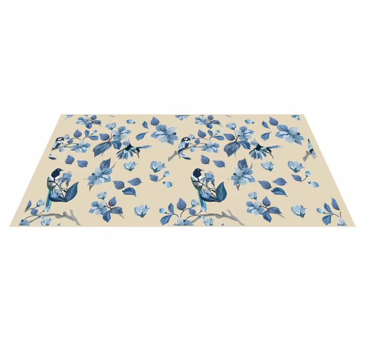 Blue Floral Accents vinyl rug flowers - TenStickers