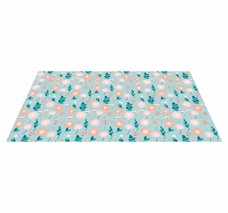 Floral Spring Pattern vinyl rug flowers - TenStickers