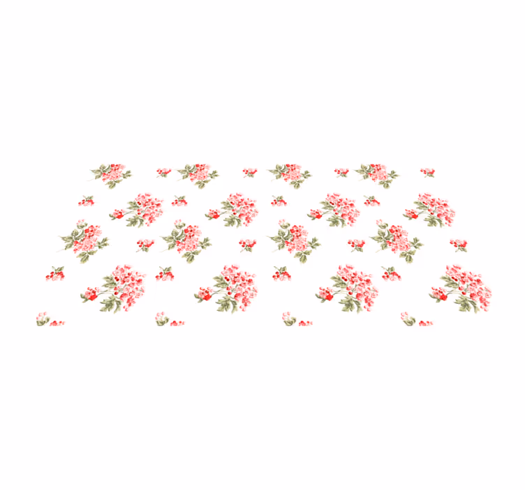 White minimalist design vinyl rug flowers - TenStickers