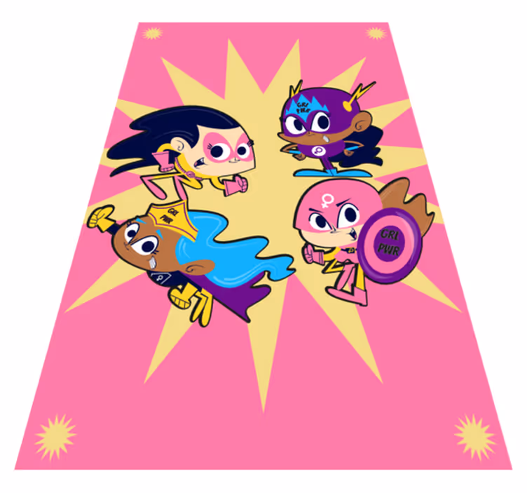 Colorful superhero characters kids vinyl rug - TenStickers