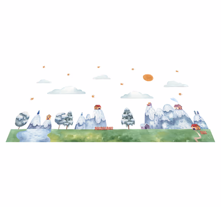 Enchanted Landscape Scene kids vinyl rug - TenStickers