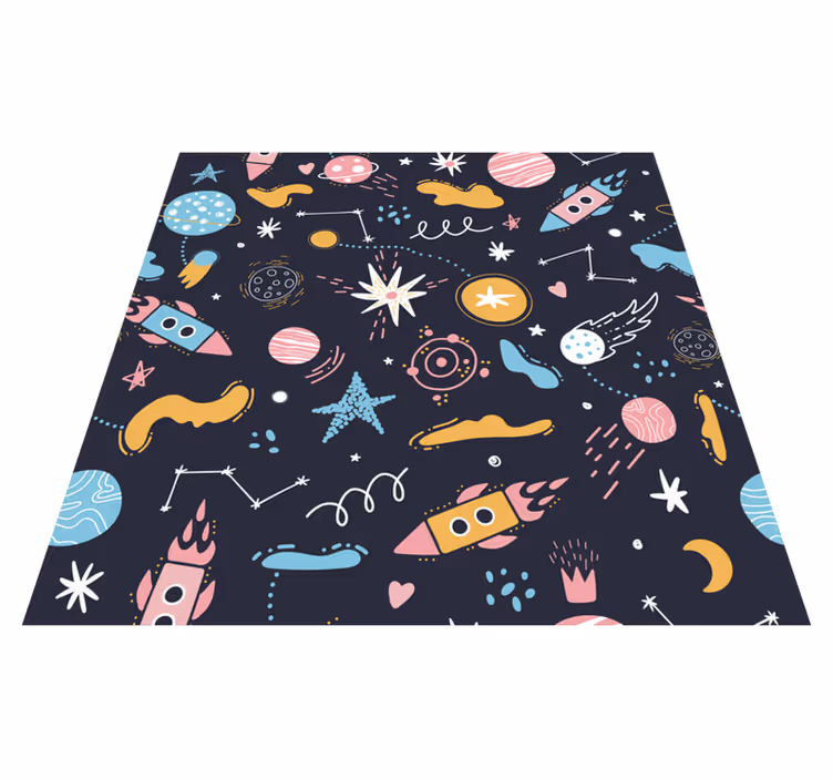 Cosmic Space Adventure kids vinyl rug - TenStickers