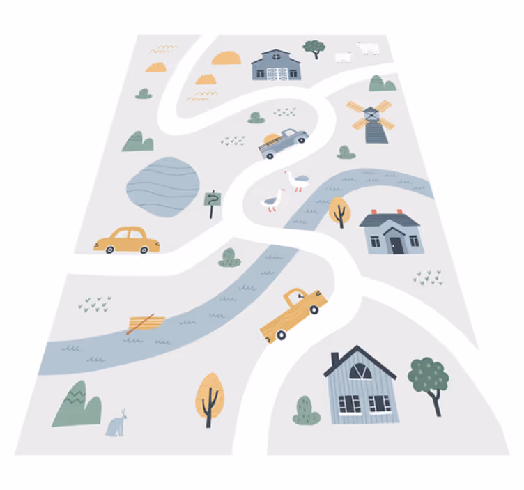Playful Roadway Design road vinyl rug - TenStickers