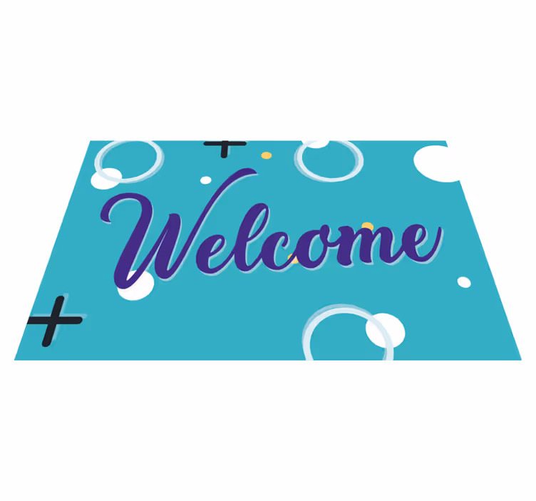 Cheerful Welcome Entrance custom vinyl rug - TenStickers