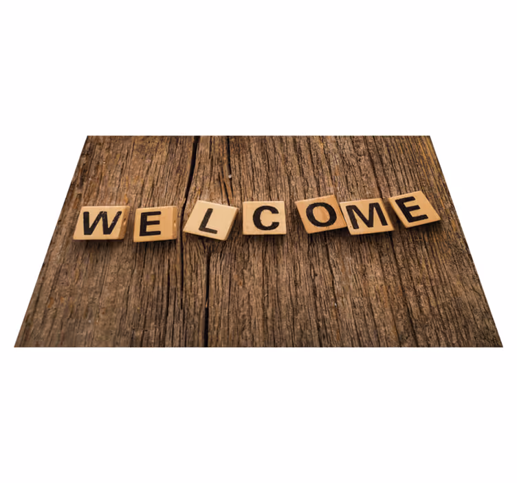 Wooden Alphabet Welcome custom vinyl rug - TenStickers