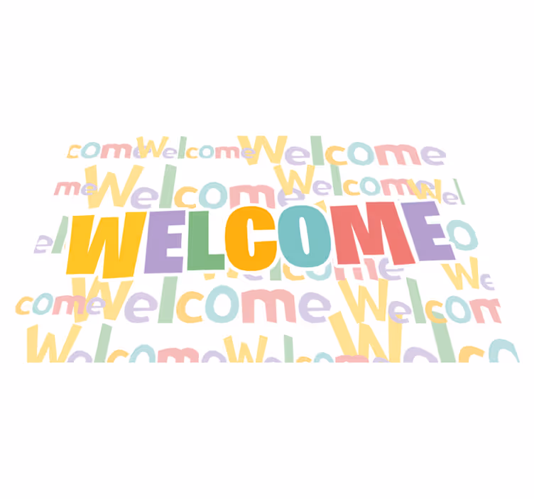 Colorful Welcome Typography custom vinyl rug - TenStickers