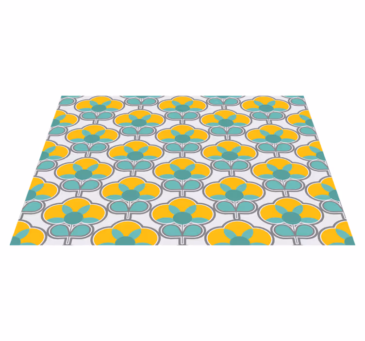 Geometric Floral Pattern geometric vinyl rug - TenStickers