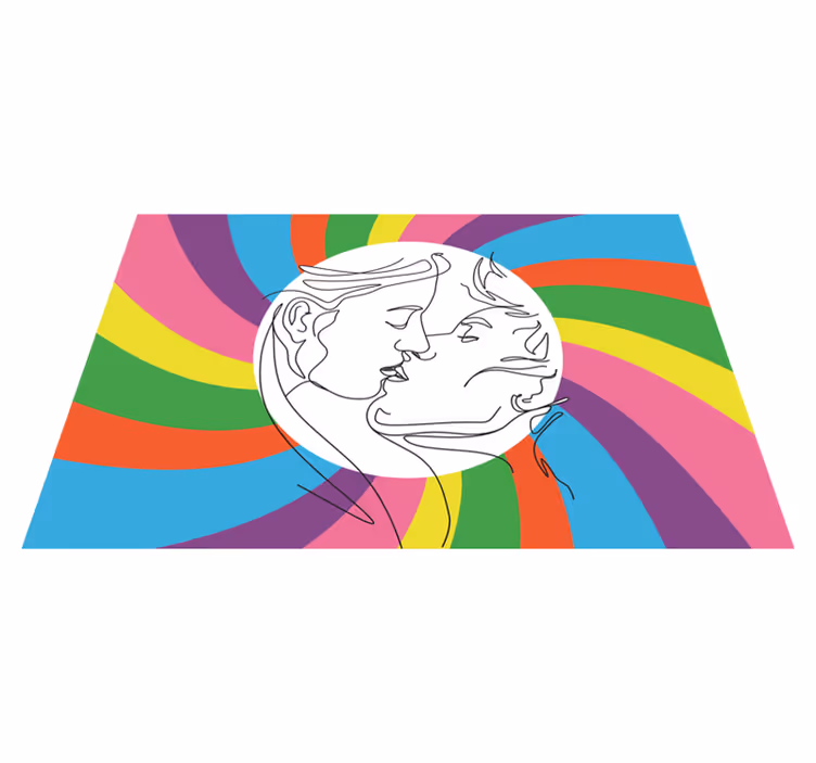 Colorful Kiss Silhouette kids vinyl rug - TenStickers