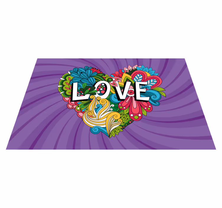 Colorful Love Illustration custom vinyl rug - TenStickers