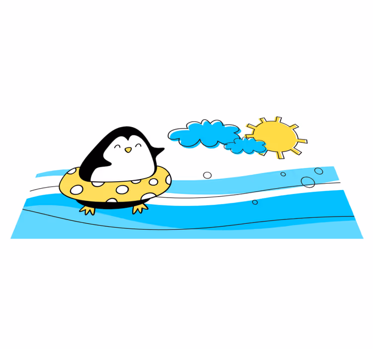 Playful Penguin Illustration kids vinyl rug - TenStickers