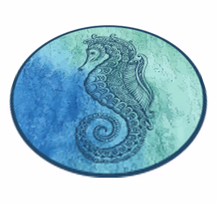Seahorse circular pattern animal vinyl rug - TenStickers