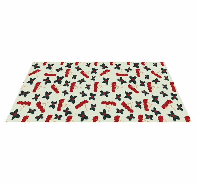 Berry leaf pattern floral vinyl rug - TenStickers
