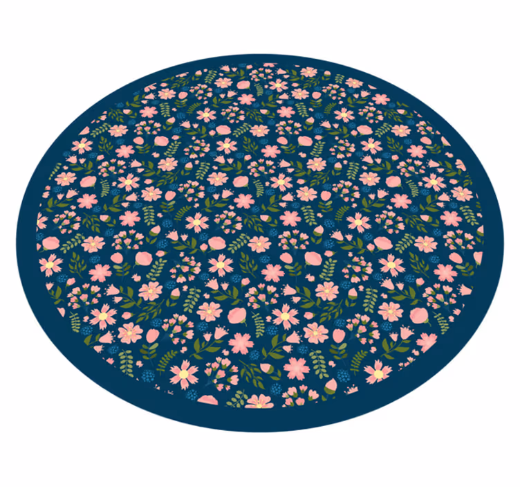 Floral circular pattern floral vinyl rug - TenStickers