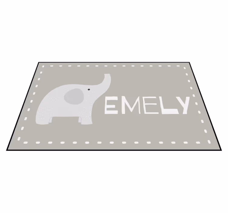 Gray baby elephant with name baby play mat - TenStickers