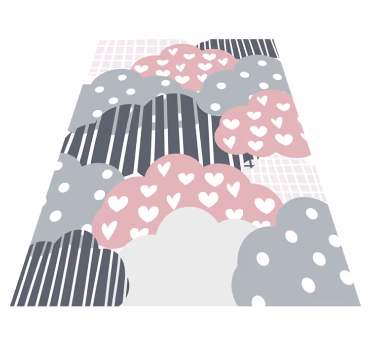 Cloudy hearts pattern kids vinyl rug - TenStickers