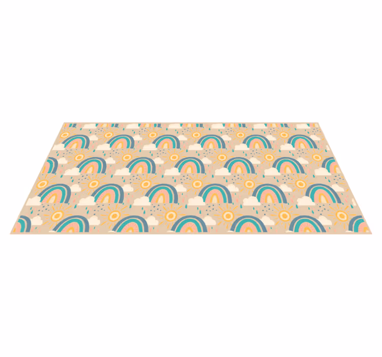Cheerful Rainbow Pattern kids vinyl rug - TenStickers