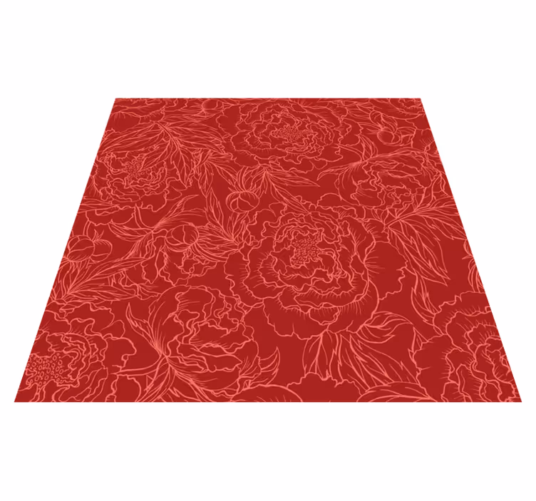 Floral Red Pattern vinyl rug flowers - TenStickers