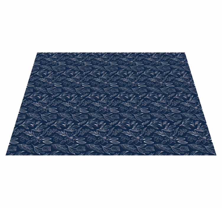 Floral Navy Elegance vinyl rug flowers - TenStickers