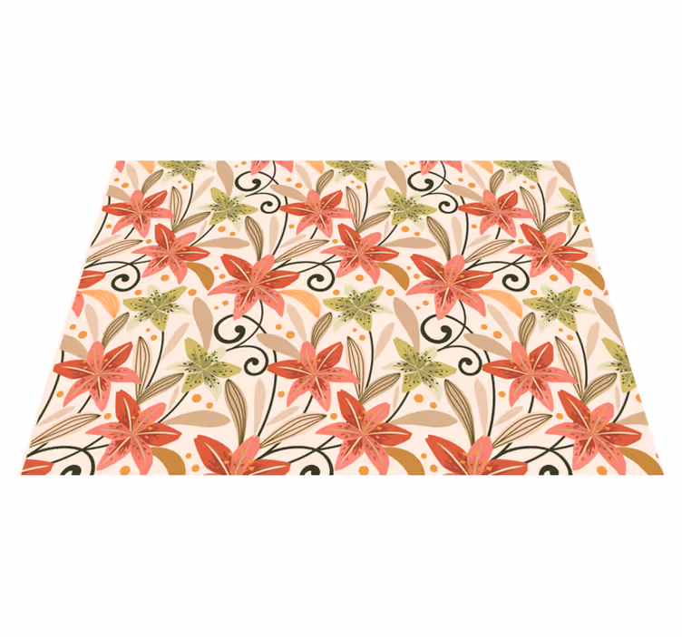 Floral Swirl Pattern vinyl rug flowers - TenStickers