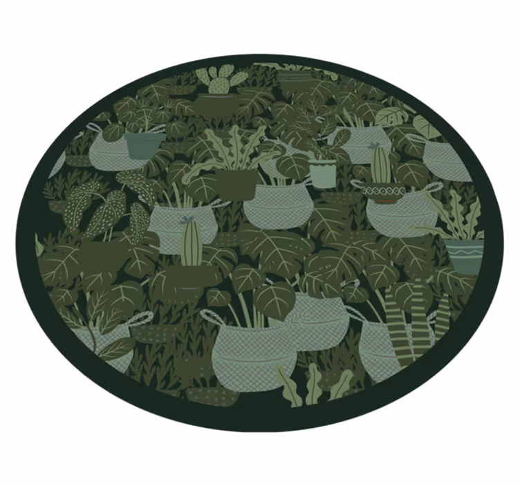 Dark Moss floral vinyl floor rug - TenStickers
