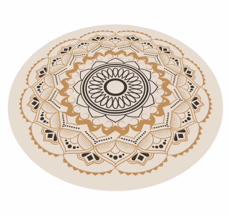 Mandala vinyl rug beige mandala circular design - TenStickers