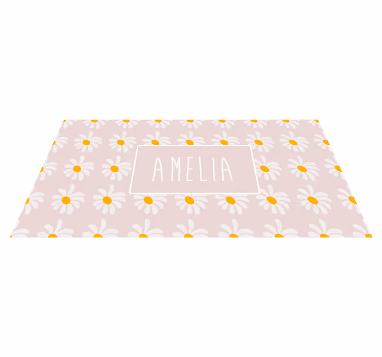 Personalized Daisy Motif custom vinyl rug - TenStickers