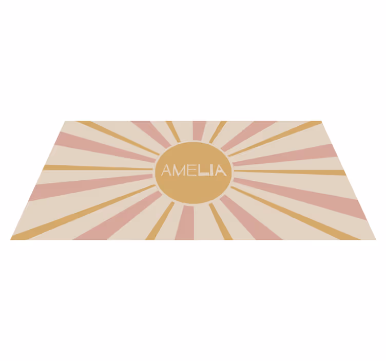 Customizable Sunburst Text custom vinyl rug - TenStickers