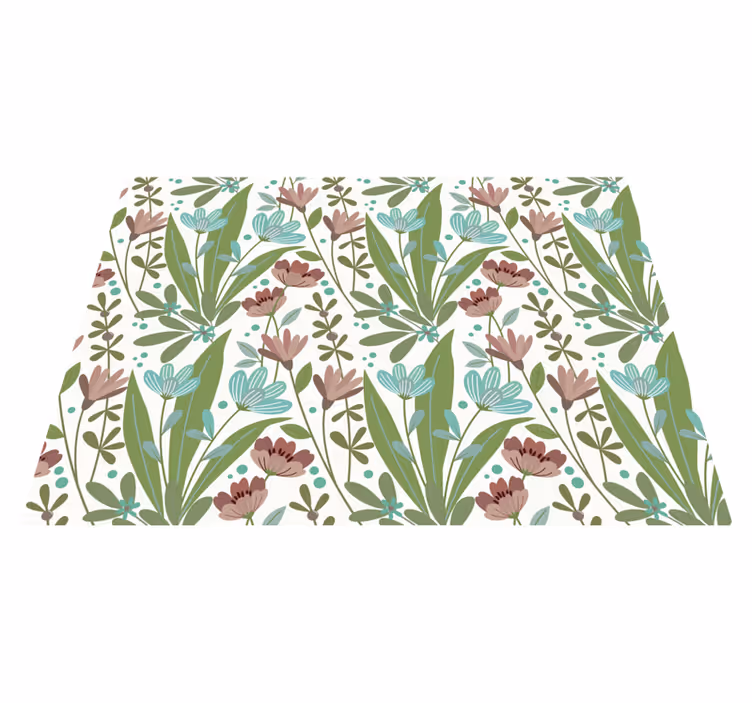 Floral Botanical Pattern vinyl rug flowers - TenStickers