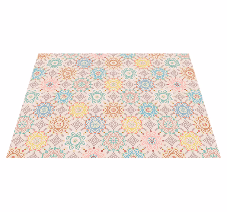Geometric Mandala Pattern vinyl rug flowers - TenStickers