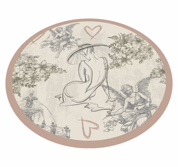 Round Celestial Flower Element circular vinyl rug - TenStickers