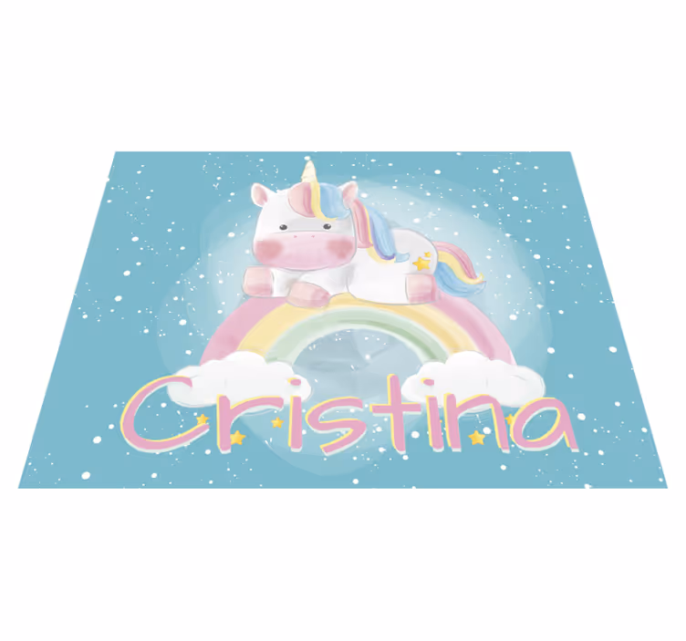 Unicorn over rainbow drawing custom floor mat - TenStickers