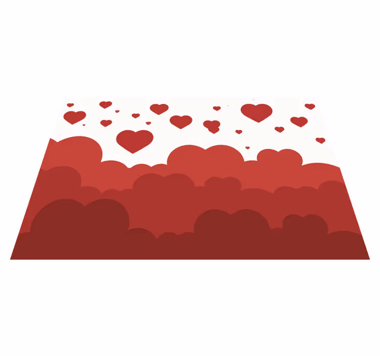 Red heart cloud pattern bedroom rug - TenStickers