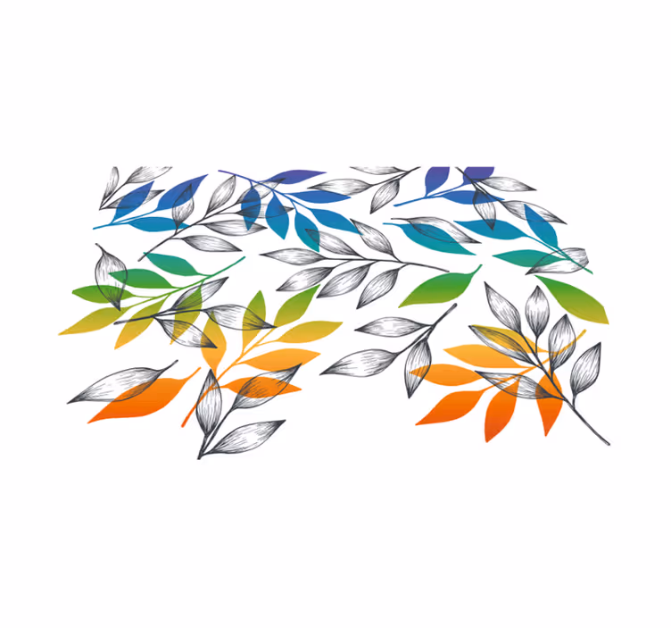 Rainbow color leaves floral rug - TenStickers