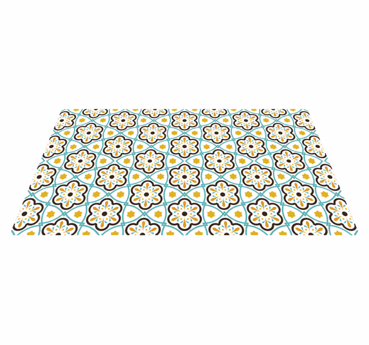 Floral inspired pattern tile vinyl mat - TenStickers