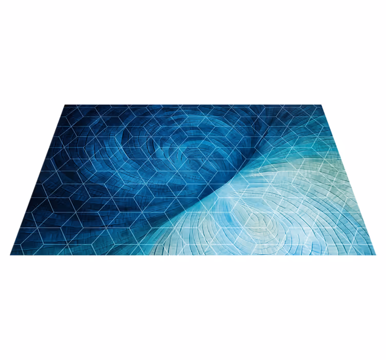 Abstract blue design bathroom floor vinyl rug - TenStickers