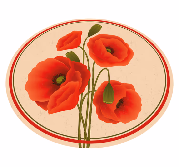 Red poppies floral  vinyl rug - TenStickers