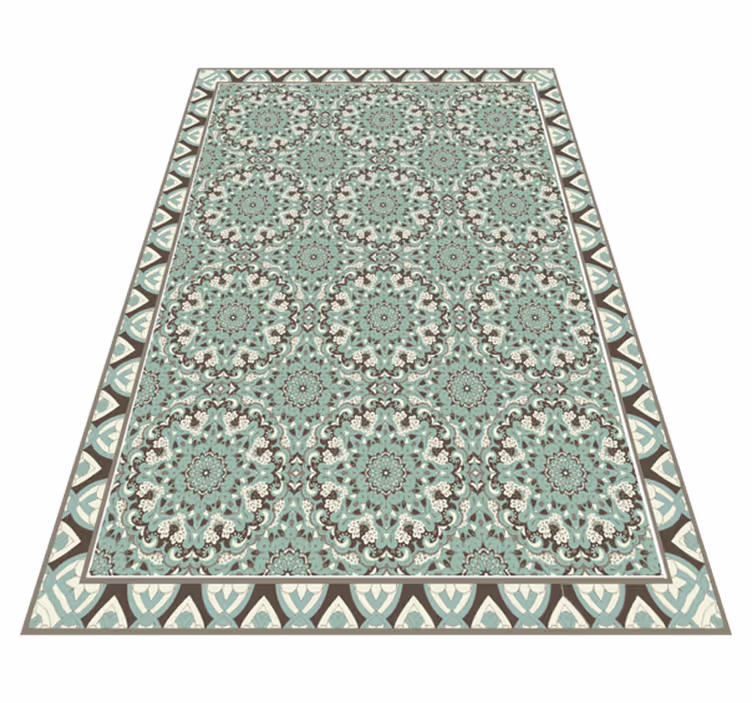 Floral tile pattern dining room vinyl rug - TenStickers