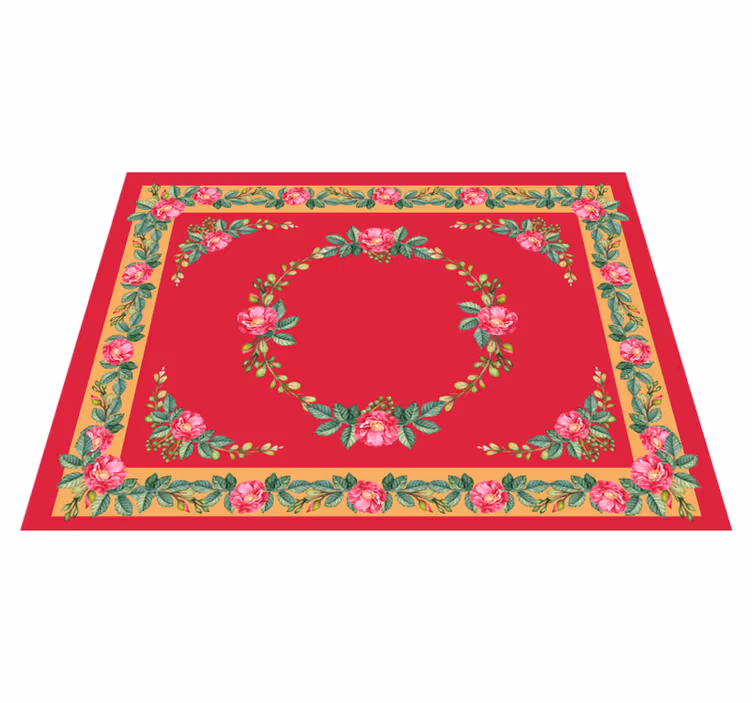 Vintage floral pattern red vinyl rug - TenStickers
