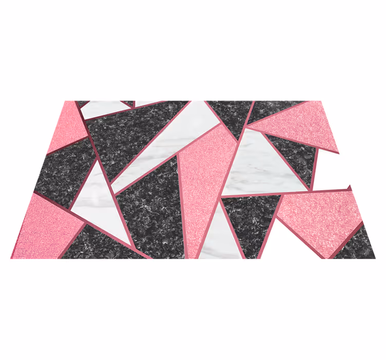 Pink and grey geometric shapes marble vinyl rug - TenStickers