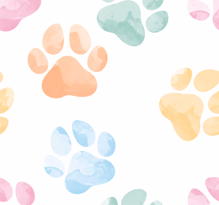 Pastel Paw Prints dog wallpaper - TenStickers