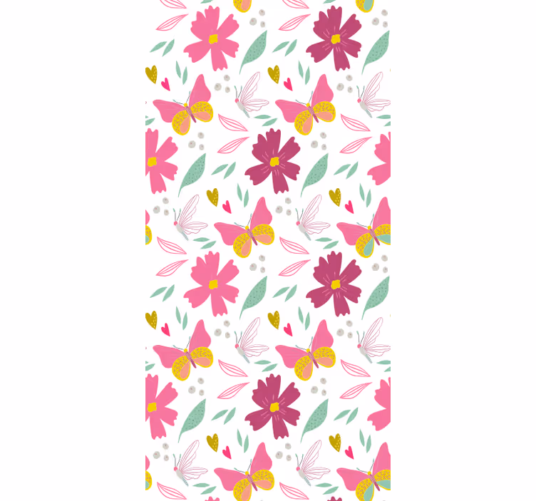Colorful floral pattern butterfly wallpaper - TenStickers