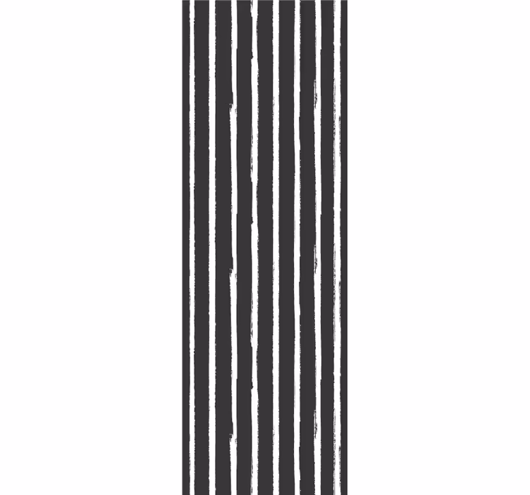 Black and white painted motif striped wallpaper - TenStickers