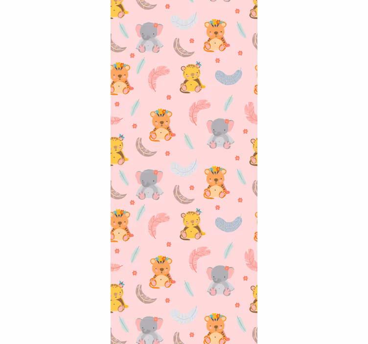 Baby jungle animals nursery wallpaper - TenStickers