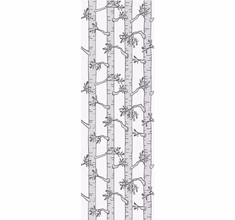 Birch grey and white motif tree wallpaper - TenStickers